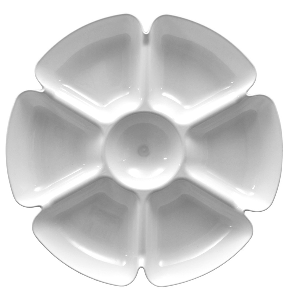NWT White Flower shaped Scalloped plastic Veggie Dip Tray Sensory Bin tray